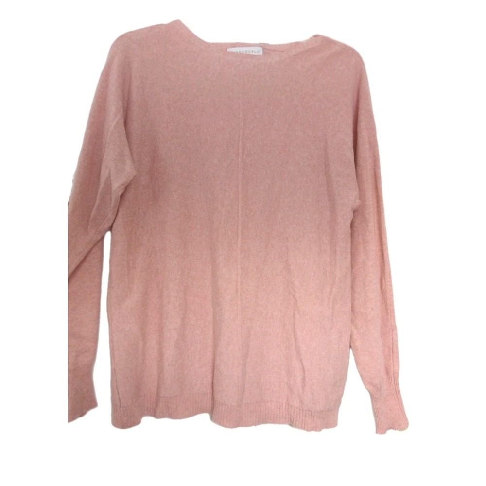 Bianco & Blu Sweater‎ Pullover Size S Cashmere Silk Wool Blend Pink Crew Italy
